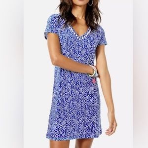 Lilly Pulitzer Women’s Easy Peasy Etta Blue V-neck T-shirt Dress, size small